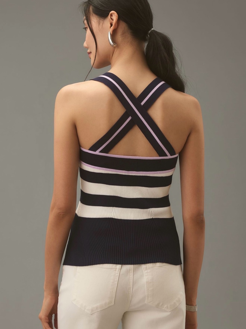 Maeve Button-Front Cross-Back Sweater Tank - Picture 2 of 6
